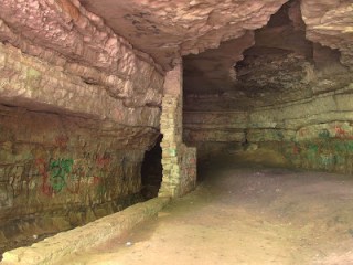 Cliff Cave County Park, in Oakville, Missouri, USA - interior of cave